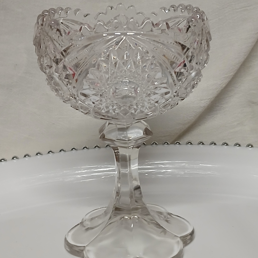 Elegant Crystal Cut Glass Compote